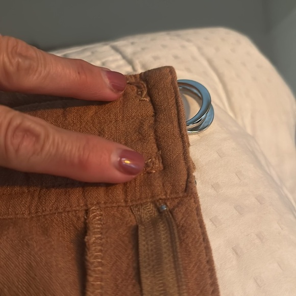 ILLA ILLA Orange /Tan High Waist Linen Blend Paperbag Pants Women’s M Boho Chic - Picture 14 of 15